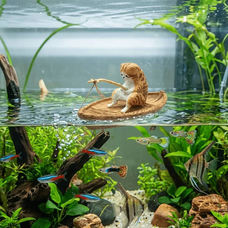 1PCS Creative Cat Fishing Boat - Aquarium Marina recension och pris