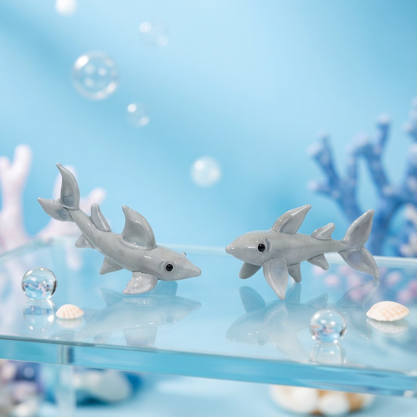 Handmade Mini Glass Shark Figu - Marine Aquarium Home recension och pris