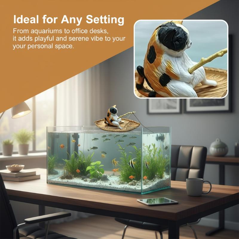 Resin Cat Fishing Boat Aquariu - Aquarium Marina recension och pris